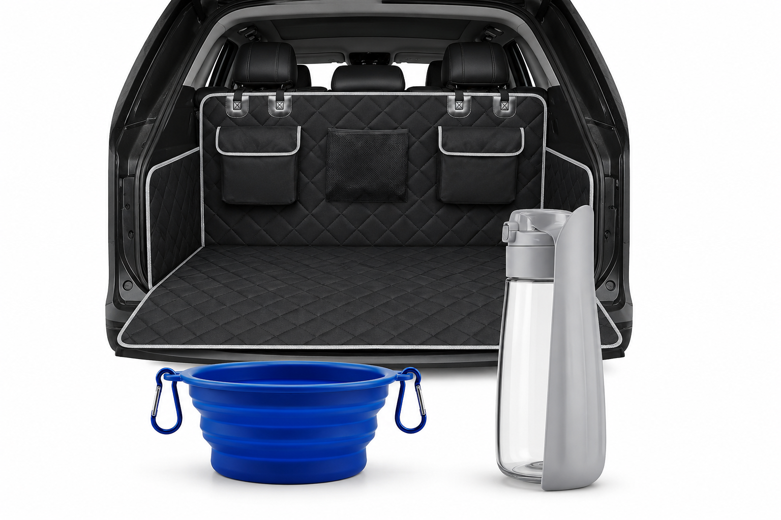 Pack Voyage Premium pour Chien | Housse de coffre + Gourde + Gamelle