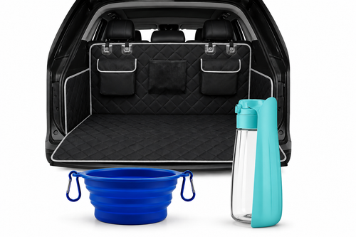 Pack Voyage Premium pour Chien | Housse de coffre + Gourde + Gamelle