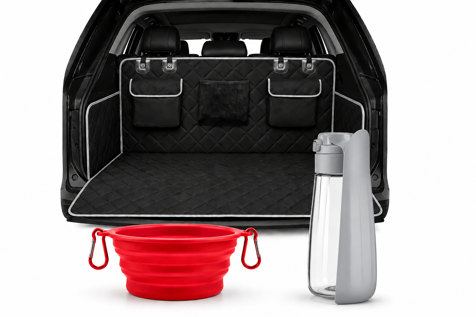 Pack Voyage Premium pour Chien | Housse de coffre + Gourde + Gamelle
